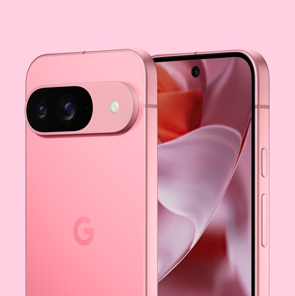 Google Pixel 9 in Peony, front and rear